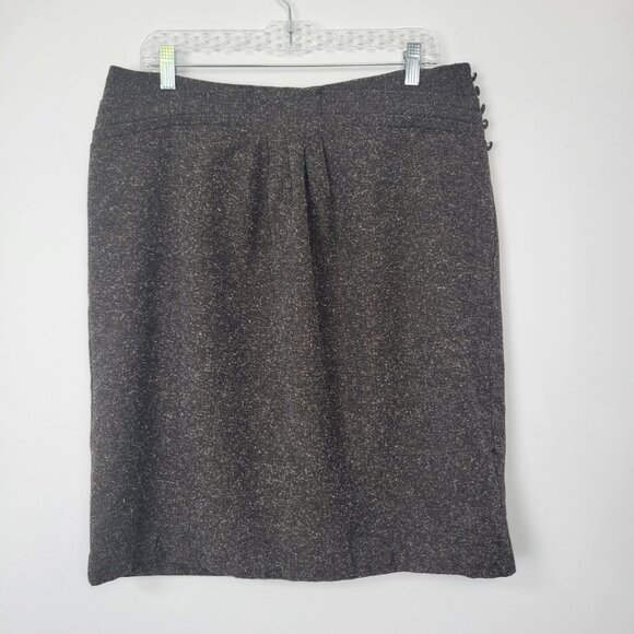 Worthington Deep Chocolate Tweed Pencil Skirt Business Casual Academia - Picture 1 of 12